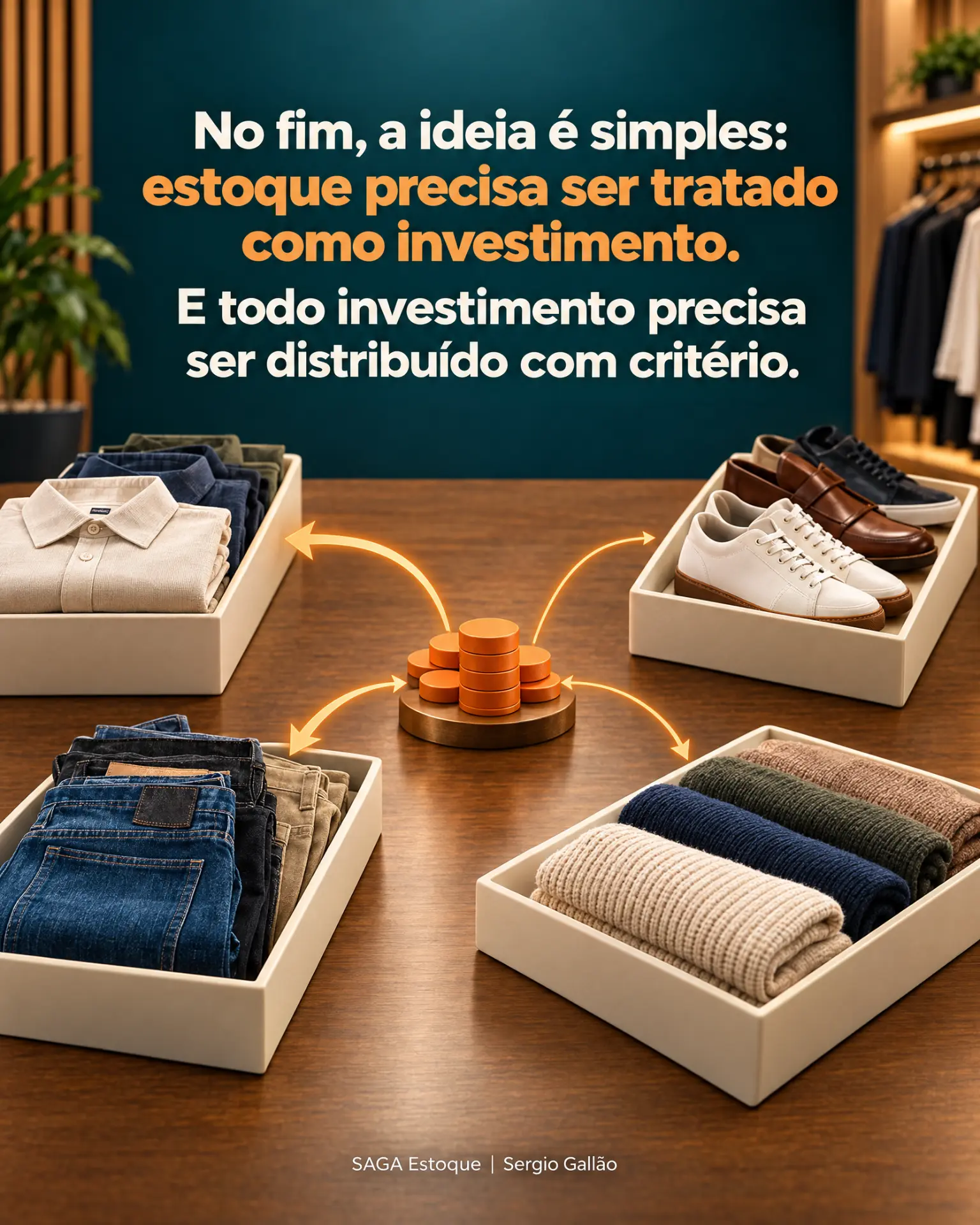 Distribuição do investimento em estoque entre produtos e categorias